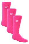 HEAT HOLDERS Kids Thermal Socks for Winter | 3 Pair Mutlipack| Boys & Girls Warm Socks with Fluffy Fleece Inner (2-5, Hot Pink), 8-11 Years