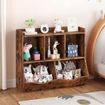 Amyove Kids Bookshelf and Bookcase Toy Storage Multi Shelf with Cubby Organizer Cabinet for Boys Girls,for Children Playroom Hallway Kindergarten School (Rustic Brown)