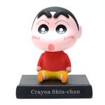 Super Hero Action Figure Limited Edition Bobblehead with Mobile Holder for Car Dashboard, Office Desk & Study Table (Pack of 1) (Red Yellow Shinchan)