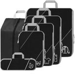 SINZUX Compression Packing Cubes, 6 PCS Grey Extensible Ultralight Suitcase Organiser Bags Set for Travel & Home Storage, Travel Bags Organiser Cube for Suitcases and Carry On Luggage