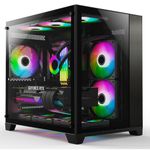 iONZ PC Gaming Case Micro ATX Mid Tower - Dual Chamber Dynamic Series | Airflow Tempered Glass (with 3 x ARGB Fans, Black)