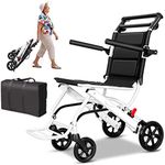 UU-ZHANG (only 15lb) Super Lightweight Transport Wheelchair. Easy to Travel, Locking Hand Brakes, User-Friendly, Folding, Portable. for Adults or Child (up to 220lbs)) …