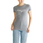 AEROPOSTALE Women's Script Short Sleeve Graphic Tee, Medium Heather Grey, XS