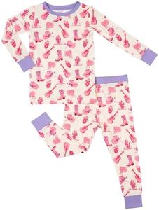 LollyBanks Toddler Pajamas for Girls, Snug Fit Long Sleeve Two-Piece Toddler Pajama Set, 95% Viscose and 5% Spandex, Stretchy Kids Pajamas, Breathable Baby Sleepers 18-24 Months (Cowgirl Print)