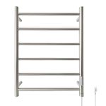 R FLORY Towel Warmer Heated Towel Rack All-Night Warm Bathroom Plug-in Heated Drying Rack with Timer Fast Heating (Nickel, 6 Bars)