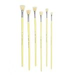 6 pieces/set. Fan Shape Pig Bristle Hair Paint Handle Oil Paint Brush Watercolor Brush Artists Professional Art Supplies