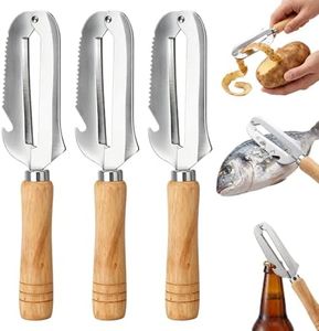 Multifunctional Vegetable Peeler, 2026 New 3 in 1 Stainless Steel Blade Peeler with Wooden Handle and Bottle Opener, Kitchen Gadgets Tool for Fruit Pumpkin Peeling Potato Carrot Veggie Peeler (3)