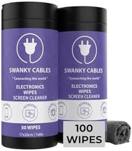 Swanky Cables Screen Cleaner Wipes: Electronic Wipes for Screens - Computer Screen Wipes for Lens, Phone, Tv Screen and Monitor Cleaning - Tech Wipes & Microfiber Cloth (Canister, 100 Count)