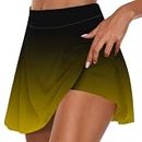 Running Shorts for Women with Liner Flowy Tennis Skirts High Waist Lightweight Athletic Workout Gym Yoga Biker Shorts, A05_yellow, Small