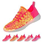 Padgene LED Light Up Shoes for Men Women, Light Fiber Optic LED Shoes Luminous Trainers Flashing Sneakers USB Charging Lace Up Couples Shoes for Festivals, Halloween, Christmas Party Pink