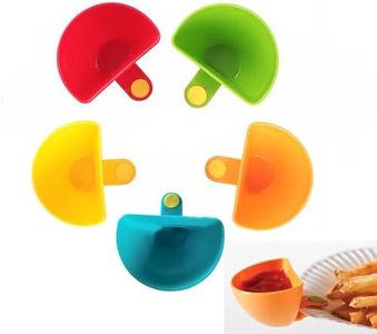 Yharnamite 5 Pcs Dip Clip Bowl Plate Holder, Spices Dip Container Bowl, Dip Clip for Bowls Plates, Colorful Plastic Dip Clip Cup Container Bowl for Spice, Tomato Sauce, Salt, Salad Dressing, Vinegar