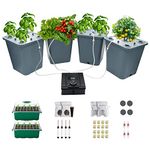 Lawnful 4 Hydroponic Buckets Kit for Plants, Hydroponics Growing System for Herbs/Tomato/Vegetables, DWC System with Air Pump & Germination Tray (Complete Indoor Hydroponic Gardening Supplies)