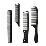 SLIPPET Hair Comb Styling Set 4 Pieces Fine Wide Tooth Comb Rat tail Comb Cutting Comb Parting Comb Anti Static Combs for men women dry wet hair thin curly hairdressing Set