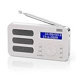 Portable DAB Radio - August MB225 - DAB/DAB +/FM - RDS Function, 40 Presets, Stereo/Mono Portable Digital Radio, Dual Alarm, Rechargeable Battery, Headphone Jack (White)