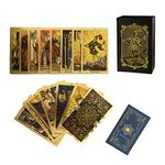 SUNHHX Tarot Cards Deck - 78 PVC Waterproof, Wrinkle Resistant Gold Foil Classic Tarot Cards with English Instructions Book, Perfect for Beginners