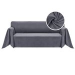 XWZO Velvet Couch Cover Grey Sofa Throw Covers, Thick & Soft Fabric Couch Protector for 4 Cushion Sofa & Loveseat, Sectional Couch Slipcovers for Pets Simple Modern Decor Style, XX-Large(91W x 134L)