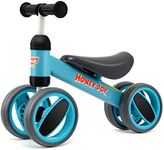 HONEY JOY Baby Balance Bike, Balance Bike for Toddlers w/4 Wheels, 135°Limited Steering, Indoor Outdoor Infant Bicycle for Baby Standing to Running Training, Toddler No Pedal Bike for 1-2 Years (Blue)