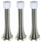 3 x fiXte Wall Mounted Chrome Spring Door Stop Sprung Stopper Skirting Board Buffer