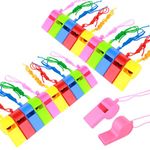 Abeillo 24PCS Plastic Sports Whistles Coaches Whistle with Loud Crisp, Whistle with Lanyard for Kids Adult Sports Pet Training Basketball Soccer Emergencies (Random Color)