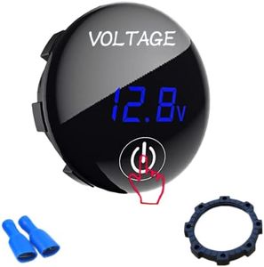 Intckwan Voltmètre numérique LED 12 V 24 V CC étanche pour voiture, bateau, véhicule marin, moto, camion, camping-car, ATV avec lumière bleue, écran tactile