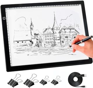 Comzler A4 Light Box Portable LED Tracing Copy Board Light Pad - Ultra Thin Adjustable USB Power Magnetic Trace Light Pad Dimmable Brightness for Tattoo Drawing, Stream, Sketching, Animation, Stencil