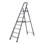 8 Step Ladder, Dripex Heavy Duty Aluminum, Portable Folding Stool, With Anti-Slip Steps & Non-Slip Feet, Strong Sturdy Steel Safety EN 131 Household Stepladders for Home Kitchen Garage (8-step)