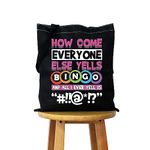 WCGXKO Funny Bingo Player Gift Lucky Bingo Bag Bingo Game Lover Zipper Pouch Makeup Bag (How Come Tote CA)