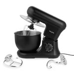 Salter EK5620MBLK Kuro Stand Mixer – Electric Whisk with Removable Splash Guard, 6 Speed Settings with Pulse Function, 5L Stainless Steel Bowl with Whisk, Dough Hook, and Beater Attachments, 1200W