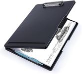 DoocliB A4 Clipboard with Storage Compartment, Side Opening, Clipboard with Storage Compartment, Smooth Writing for Work, Ideal for School, Home, Office Use (Black)