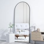 CASSILANDO Arched Full Length Mirror 64" x 21", Floor Standing Mirror, Unique Vertical Mirror, Black Metal Frame Mirror, for Living Room, Bedroom, Entrance, and Bathroom