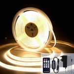 luktix COB LED Strip 10M, 2700K Warm White LED Strips, 24V Dimmable LED Strip Lights, CRI92+,8mm Width, with Remote Control and UKCA Power Supply,for Home Decoration, Kitchen, Mirror (2700k, 10m)