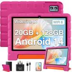 ZIOVO Tablet 10 Inch Android 14 Kids Tablet, 20GB RAM+128GB ROM(TF 1TB) Tablets, WiFi 6 Tablet PC, Widevine L1/Octa-Core/BT 5.0/8+5 MP/6000mAh/Widget, Tablet with EVA Case - Pink