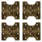 Brass Parliament Hinges 3" x 3" Inches | Heavy Duty Brass Hinges for Doors and Cabinets | Brass Wide Opening Hinges 3" | Extended Hinges | with Screws (4, Antique Brass)