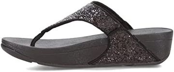 FitFlop Women's Heels Sandals Flip-Flop, Black Gliter, 9 US