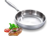 DELARLO Full Clad Tri-Ply Stainless Steel Frying Pan, 10 inch Pan, All Stove Compatible Up to 600℉, Heavy Duty, Oven Safe Skillet, 18/10 Cooking Pan, Chef's Pan for Kitchen, Omelette Pan, Flat Bottom