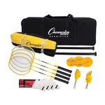 Champion Sports Outdoor Badminton Set: Net, Poles, 4 Rackets, 4 Shuttlecocks & Bag - Portable Equipment for Backyard Games, Team Sports, Adults & Kids