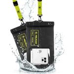 Pelican 2 Pack Marine - IP68 Waterproof Phone Pouch (XL Size) - Floating Waterproof Phone Case - iPhone 16 Pro Max/iPhone 15 Pro Max/14 Pro/13/12/S24 Ultra - Detachable Lanyard - Black/Hi-Vis Yellow