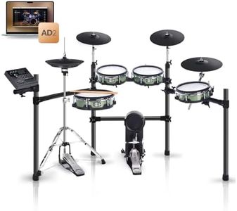 HAMPBACK ACE-530 Electric Drum Set with Double Layers Mesh Heads, Choke Cymbal, Independent Hi-hat Stand, Restore Authentic Drum Sound & Percussive Feel, Bluetooth Sound Module, Suit for Professional