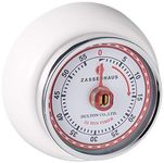 Zassenhaus 60 Minute Kitchen Timer, Steel, White, 2.75-Inch