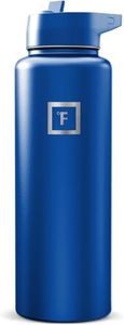 IRON °FLASK Camping & Hiking Hydration Flask with Straw, Wide Mouth Insulated Stainless Steel Sports Water Bottle - Twilight Blue 40 oz - Straw (1 Lid)
