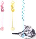 WONOWPA Cat Spring Toys, Self-Play Hanging Stretchable Cat Spring with Bell, 3 Pack Soft Plush Interactive Cat Toys for Indoor Cats Kitten Chasing and Playing