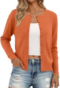 Trendy Queen Women's Lightweight Knit Cardigan Orange Large
