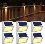 【Warm White】 Solar Fence Lights,Stainless Steel Decorative Lights LED Garden Lights,Waterproof Step Lights Wireless Outdoor Lights for Stair,Wall,Patio,Yard,Path,Fence,6Pack