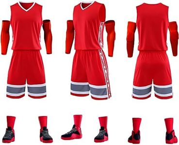 Custom Basketball Jerseys Any Name Number Team Logo -Moisture Wicking- Basketball Jerseys for Men Boys Kids Adult in (Red)