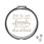 Best Friends Gifts for Women,Side By Side or Miles Apart, Friends Are Always Close at Heart Engraved Compact Vanity Mirror…