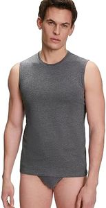 FALKE Men's Daily Comfort 2-Pack Sleeveless Undershirt, Skin-Friendly, Breathable, Egyptian Cotton, Ultra Soft, Grey (Dark Grey - Heather 3278), L, 2 Pieces