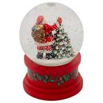 Roman Santa with Tree Plays Tune Here Comes Santa Claus 5.75 Inch Holiday Glitter Globe