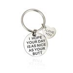 Girlfriend Boyfriend Christmas Gifts I Hope Your Day is As Nice As Your Butt Keychain Wife Husband Keyring for Anniversary Valentines Day Birthday Gifts