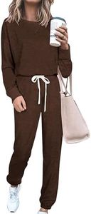 PRETTYGARDEN Women's Fall 2 Piece Outfits Long Sleeve Tops And Jogger Pants Matching Lounge Sets with Pockets (Solid Coffee,Large)