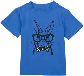 Toddler Easter Shirt Boys Girls Bunny T Shirt Rabbit with Glasses Graphic Tee Happy Easter Short Sleeve Tops Dark Blue